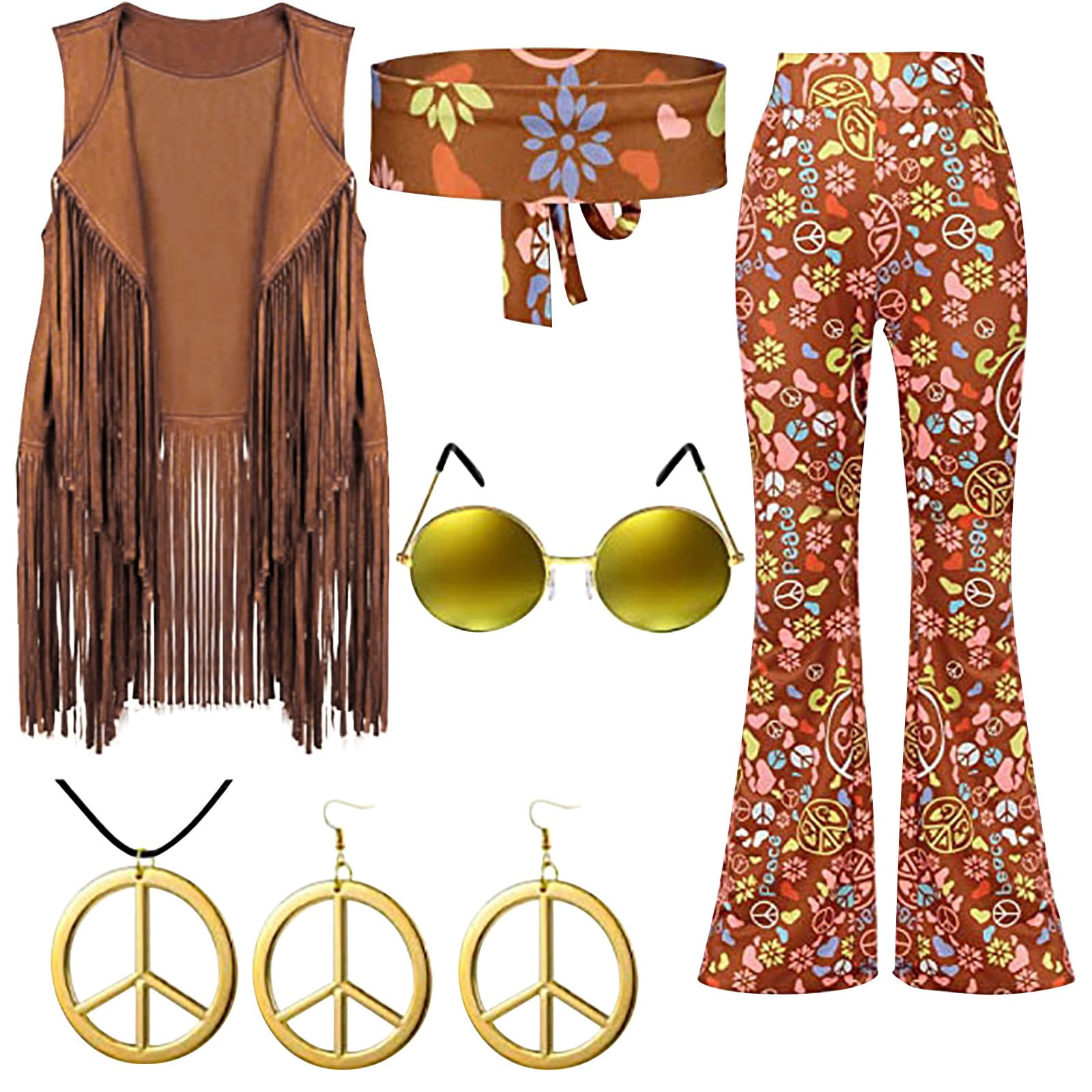 Yubnlvae 6 Pcs Women’s 70s Outfits for Women Hippie Party Retro 