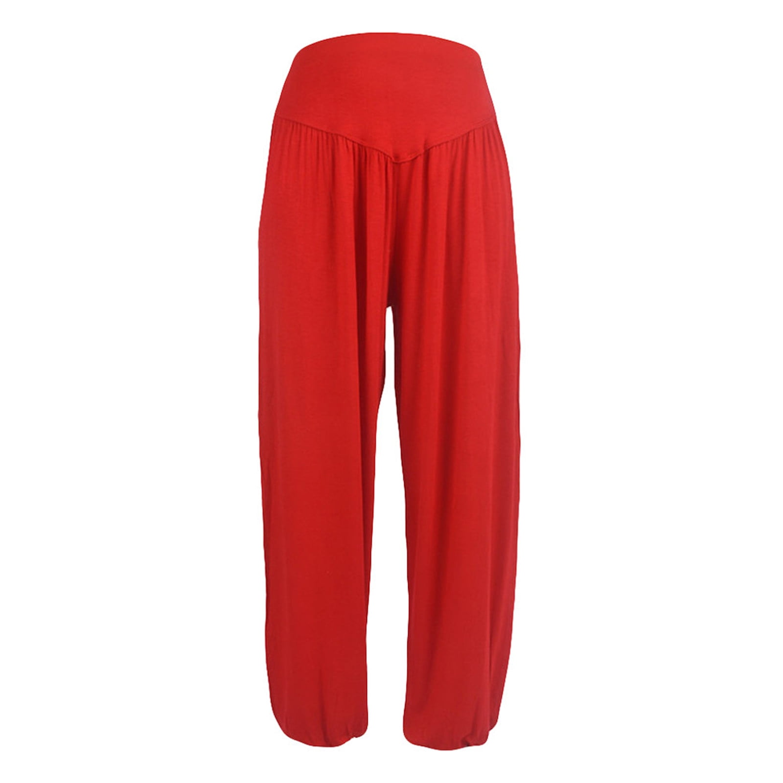 Baocc Wide Leg Pants Woman Women Wide Leg Sweatpants with Pockets Stretch  Casual Lounge Pants Petite/Regular/Tall Casual Pants for Women Red XL 