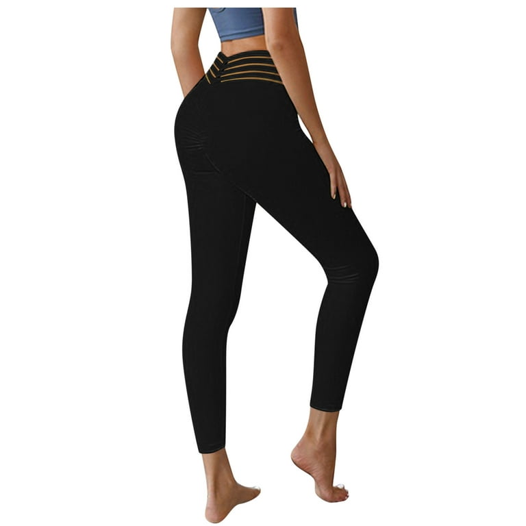 Baocc Yoga Pants Fitness Women's Sports Leggings Solid Yoga Workout Pants  Running Pants Pants for Women Black 
