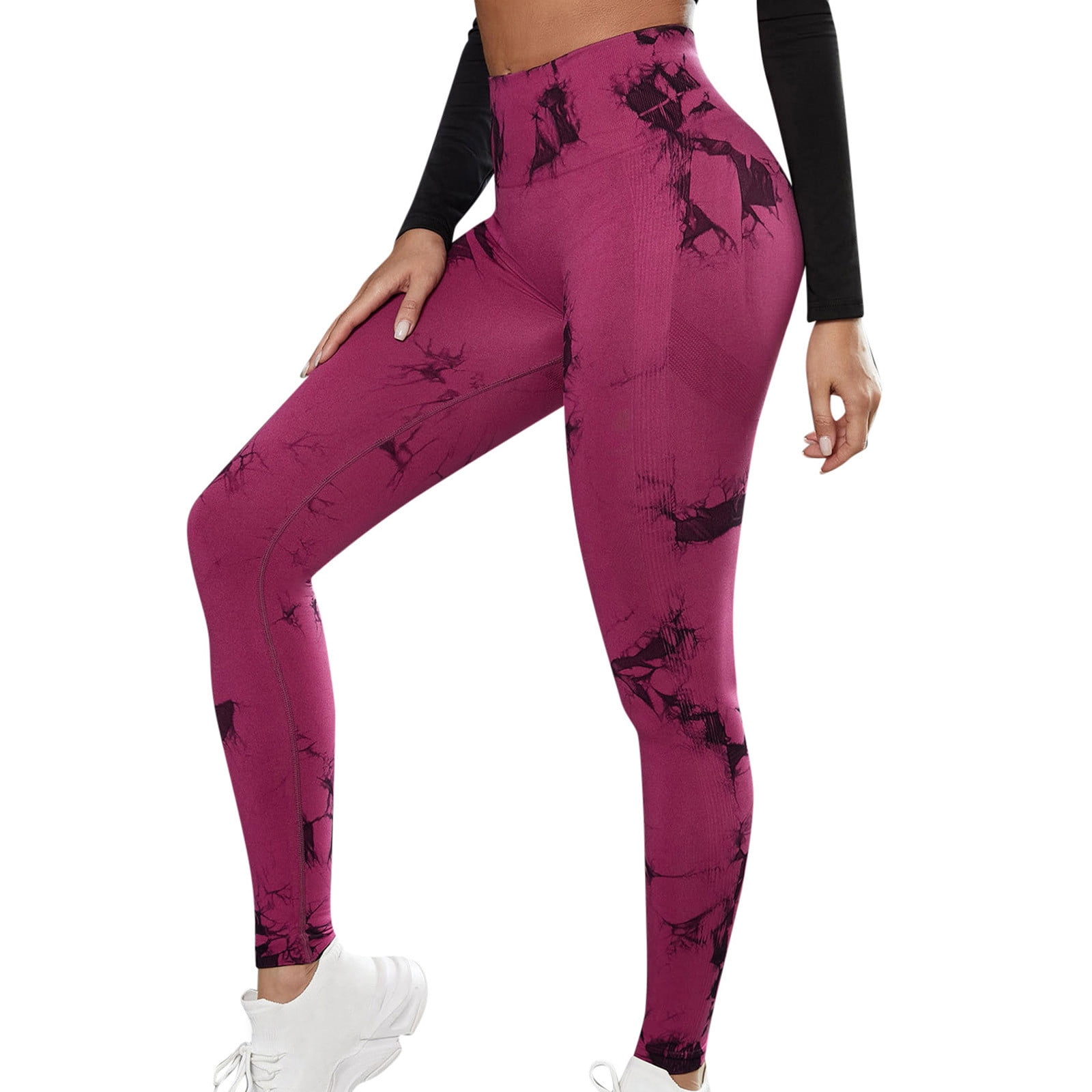 Baocc Yoga Pants Women Seamless Tie Dye and Tie Float Yoga Workout Pants  Pants for Women Pink 