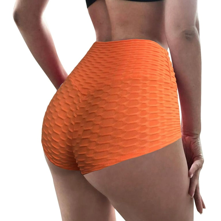 Baocc Yoga Shorts Women's Bubble Cloth Peach Fitness Pants Super Short Yoga  Shorts Shorts for Women Orange