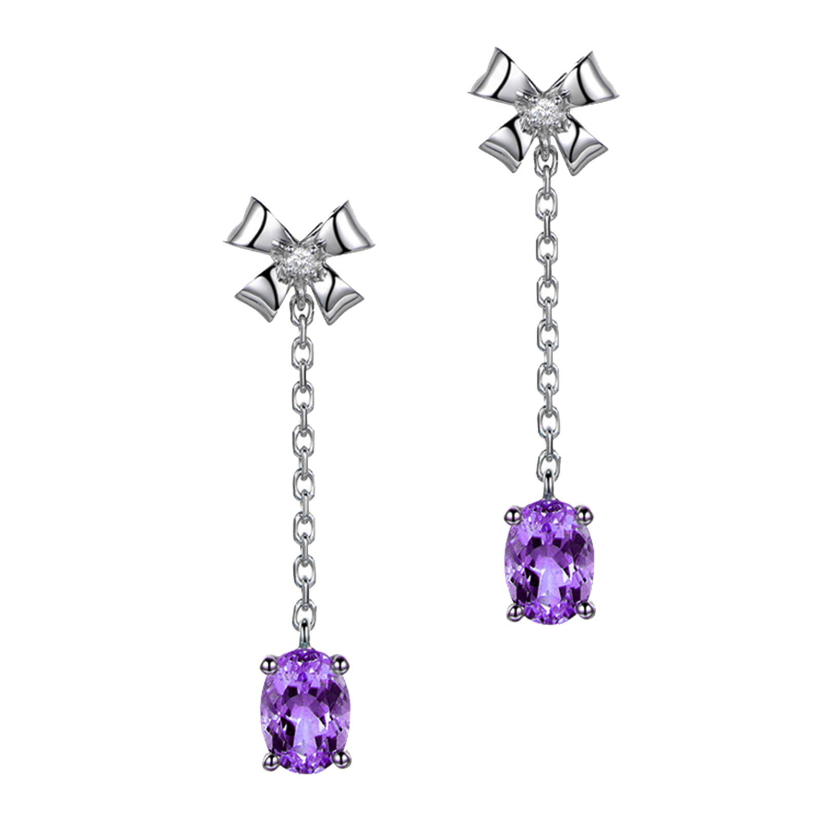 Baocc accessories Bow Plated Earrings Color Imitation Natural Gemstone Earrings Korean Version