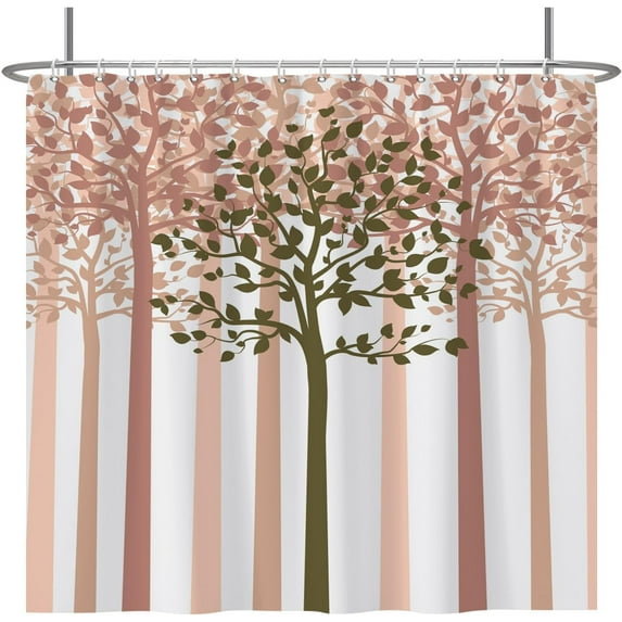 Baocicoo Abstract Pink Trees Shower Curtain Vintage Nature Forest Minimalism Art Style Modern Decorative Shower Curtains for Hotel Home Bathroom Polyester Waterproof Fabric with Hooks 84x72 Inches