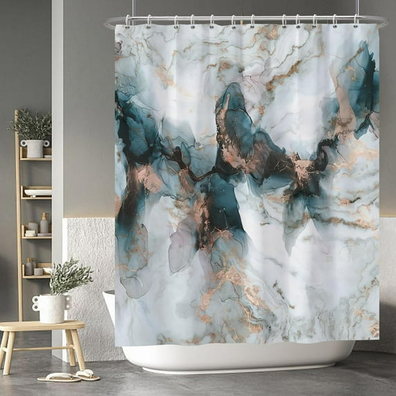 Baocicoo Green White Marble Shower Curtain Modern Abstract Shower Curtain Luxury Texture Bathroom Decor Modern Hostel Hotel Bathtub Waterproof Polyester Shower Curtain with Hooks 72x84 Inches