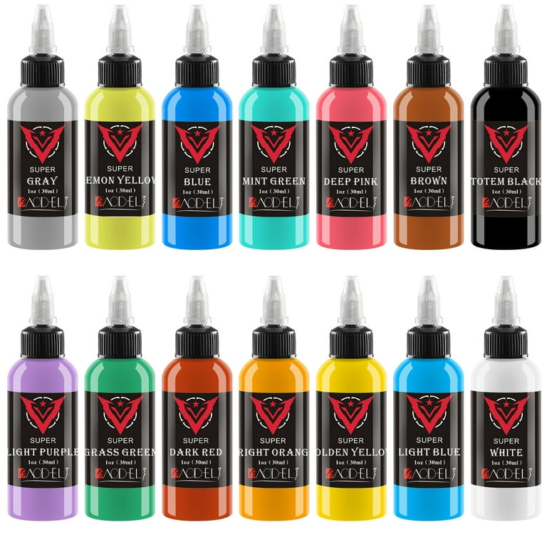 Baodeli 14 Tattoo Ink Set-14 Colors 1 oz Tattoo Ink-Tattoo Supplies With  Microblade Paint and UV Tattoo Ink-Dynamic Tattoo Ink Set For Tattoo