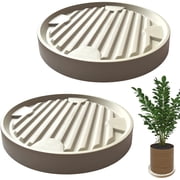 Baodeli 2 Pcs 12 Inch Plant Caddy, Hidden Invisible 360  Wheels, Heavy Duty Rolling Plant Pallet Trolley, Off-White