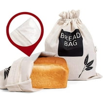 Baodeli 2 X Bread Bags for Homemade Bread - Plastic Lined, Reusable Linen Cloth Saver Bag For Sourdough & Homemade Bread Storage - 17" x 13" XL
