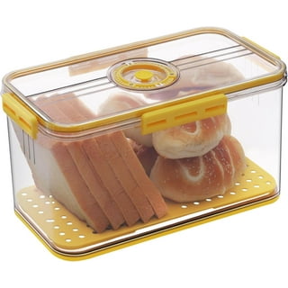 Baodeli Bread Box Bread Boxes for Kitchen Counter Airtight, Time Recording Bread Storage Container with Lid, Bread Keeper for Homemade Bread, Toast, Bagel, Donut and Cookies, Yellow