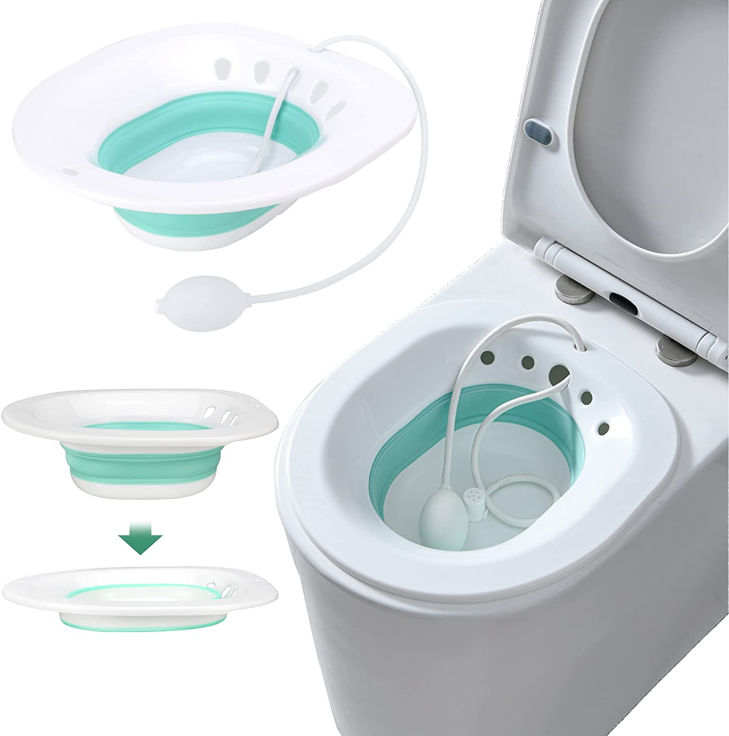 Baodeli Foldable Squat Free Sitz Bath Sitz Bath for Toilet Hemorrhoids