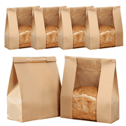 BAODELI Paper Bread Bags with Window for Sourdough Bread & Baked Food Packaging, Pack of 50 13.7 x 8.2 x 3.5 inch