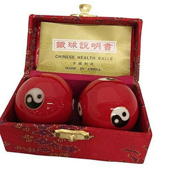Baoding Balls Chinese Health Massage Exercise Stress Balls - Red YinYang #3