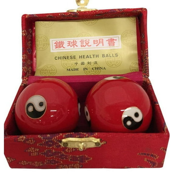 Baoding Balls Chinese Health Massage Hand Exercise Stress Balls - Red Yinyang #2