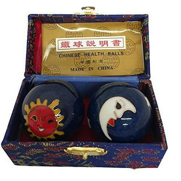 Baoding Balls Chinese health Massage Exercise Stress Balls -Blue Moon & Sun #3