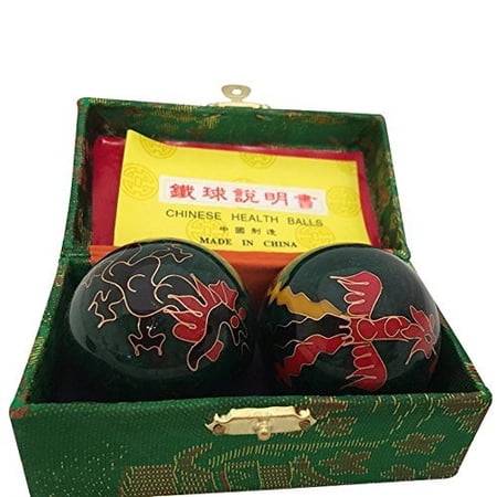 Baoding Balls Chinese health Massage Exercise Stress Balls - Green Dragon & Phoenix #2