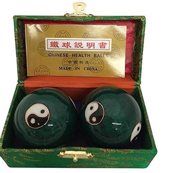 Baoding Balls Chinese health Massage Exercise Stress Balls - Green YinYang #2