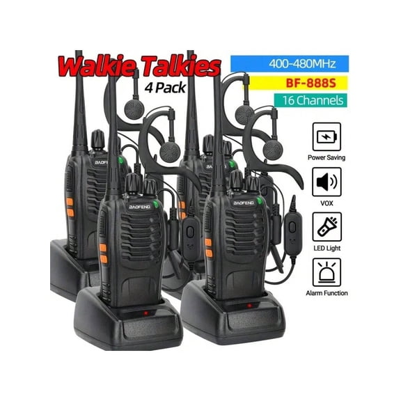 Baofeng BF-888S 16CH Walkie Talkies 400-480MHz USB Rechargeable Long Range Two Way Radio with Flashlight & Earpiece for Outdoor Camping Hunting Skiing