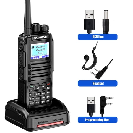Baofeng DM-1701 Dual-Band Dual-Time Slot DMR/Analog Two-Way Radio | 3,000-Channel Capacity | Includes Programming Cable, Charger & PTT Earpiece | OpenGD77 Compatible