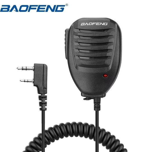 Baofeng PTT Shoulder Speaker - Compatible with 5RX, BF-888S & BF-88A | Portable Handheld Mic for Two-Way Radios | Black, Non-Waterproof, USB Powered