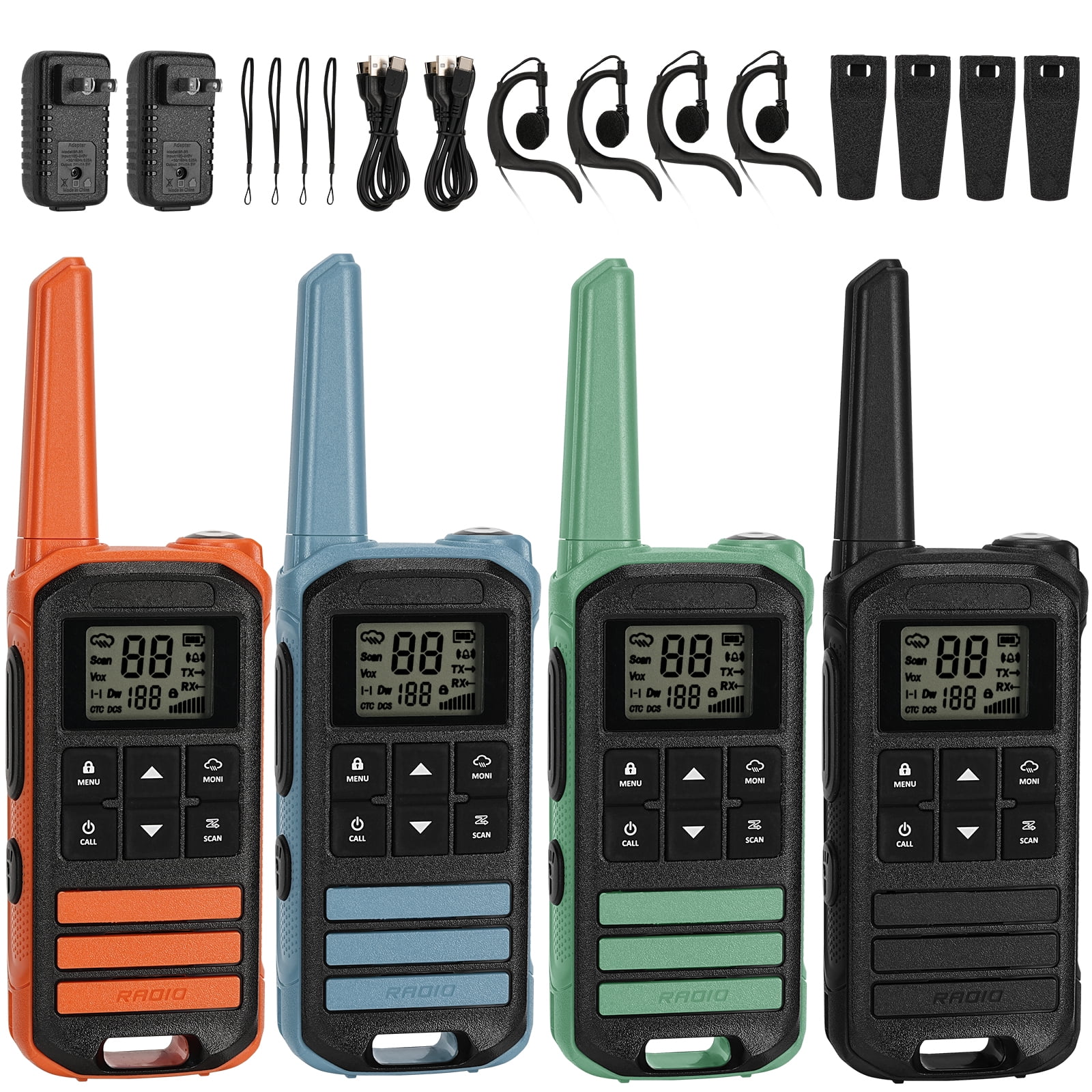 Baofeng Walkie Talkie, 4 Pack Walkie Talkies for Adults with Lamp, 22 Channel Rechargeable Two-Way Radio