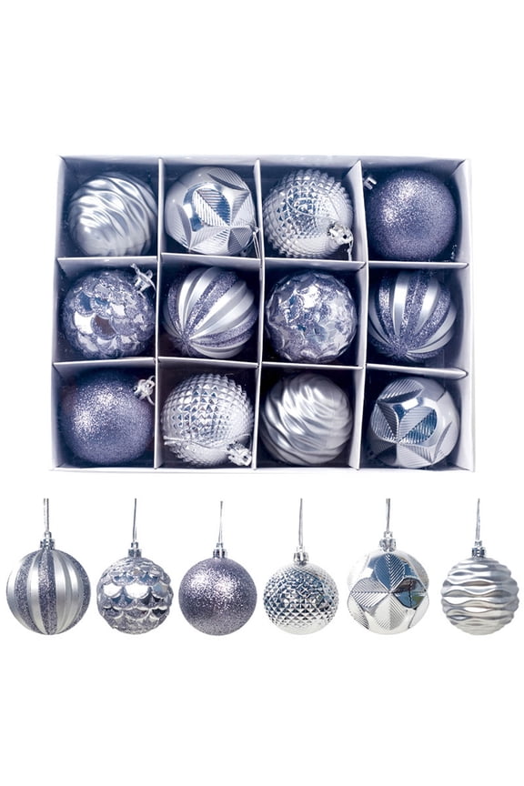 12PCS Christmas Ball Christmas Tree Ornaments Set, 2.36" Red Green and Gold Shatterproof Ornament