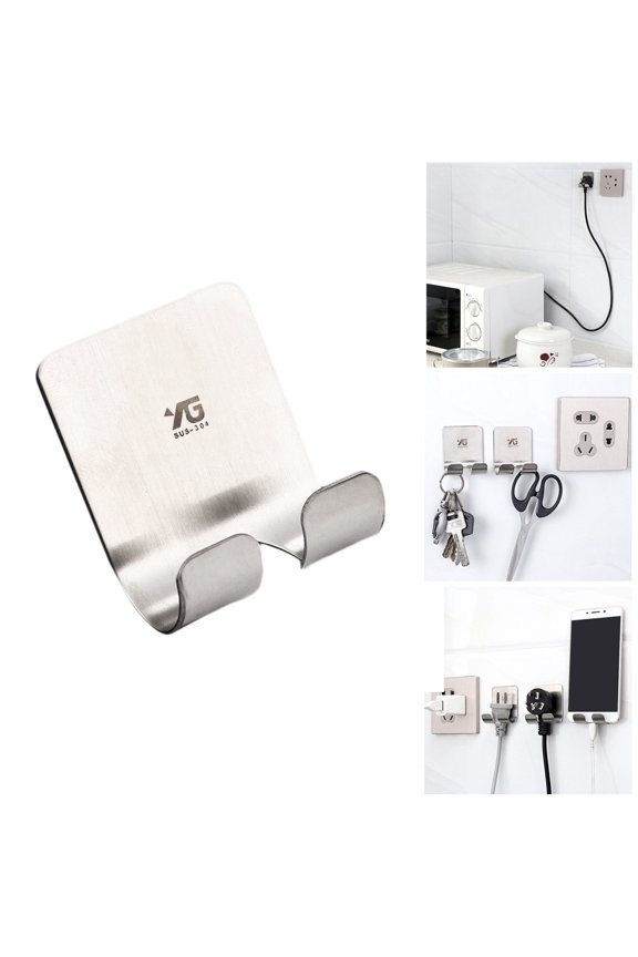 1pc Stainless Steel Power Plug Socket Jack Hook Rack Razor Holder Hanger Glue for Kitchen