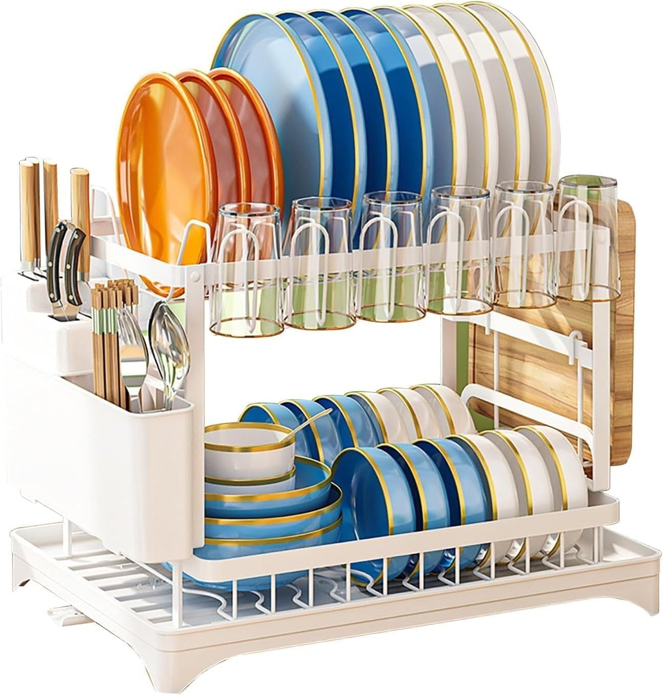 Baokaler 2 Tier Dish Racks for Kitchen Counter, Dish Drying Rack with ...