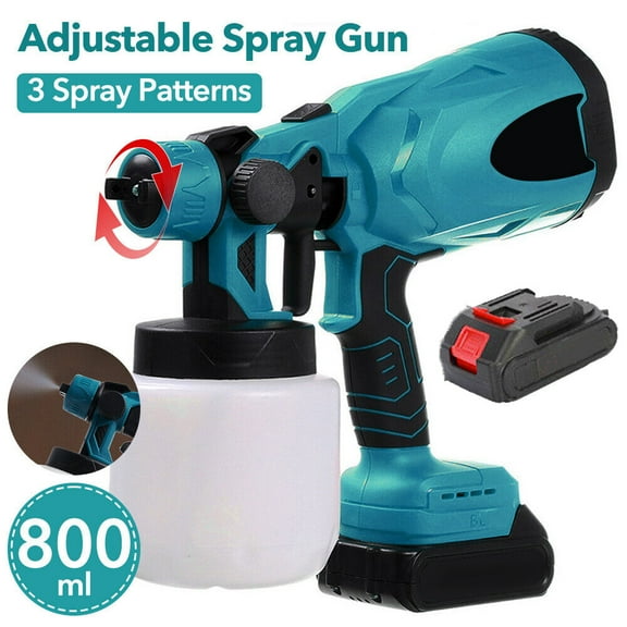 Baokaler 21V Cordless Paint Sprayer, 600W High Power HVLP Electric Paint Spray Gun with 3 Spray Patterns and 800ml Containers Easy Spraying and Cleaning for Home Painting