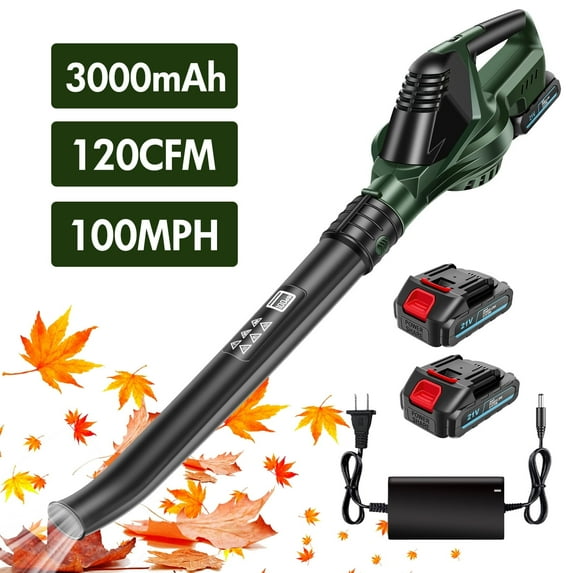 Baokaler 21V Leaf Blower with 2 Batteries, Cordless Blower with Extension Tube, 32.67" Leaf Blower with 3.0Ah Battery and Charger for Lawns, Yards, Driveways, and Factories