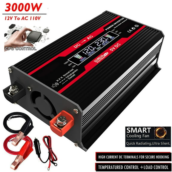 Baokaler 3000-Watt Continuous Power Inverter with LCD Digital Display for Car