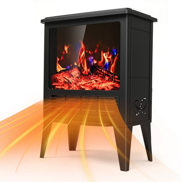 1500W Electric Fireplace Heater with 3D Realistic Flame, Infrared Portable Fireplace Indoor Use, Electric Heater with Overheat Safety Design and Adjustable Heating Modes for Home Bedroom Office