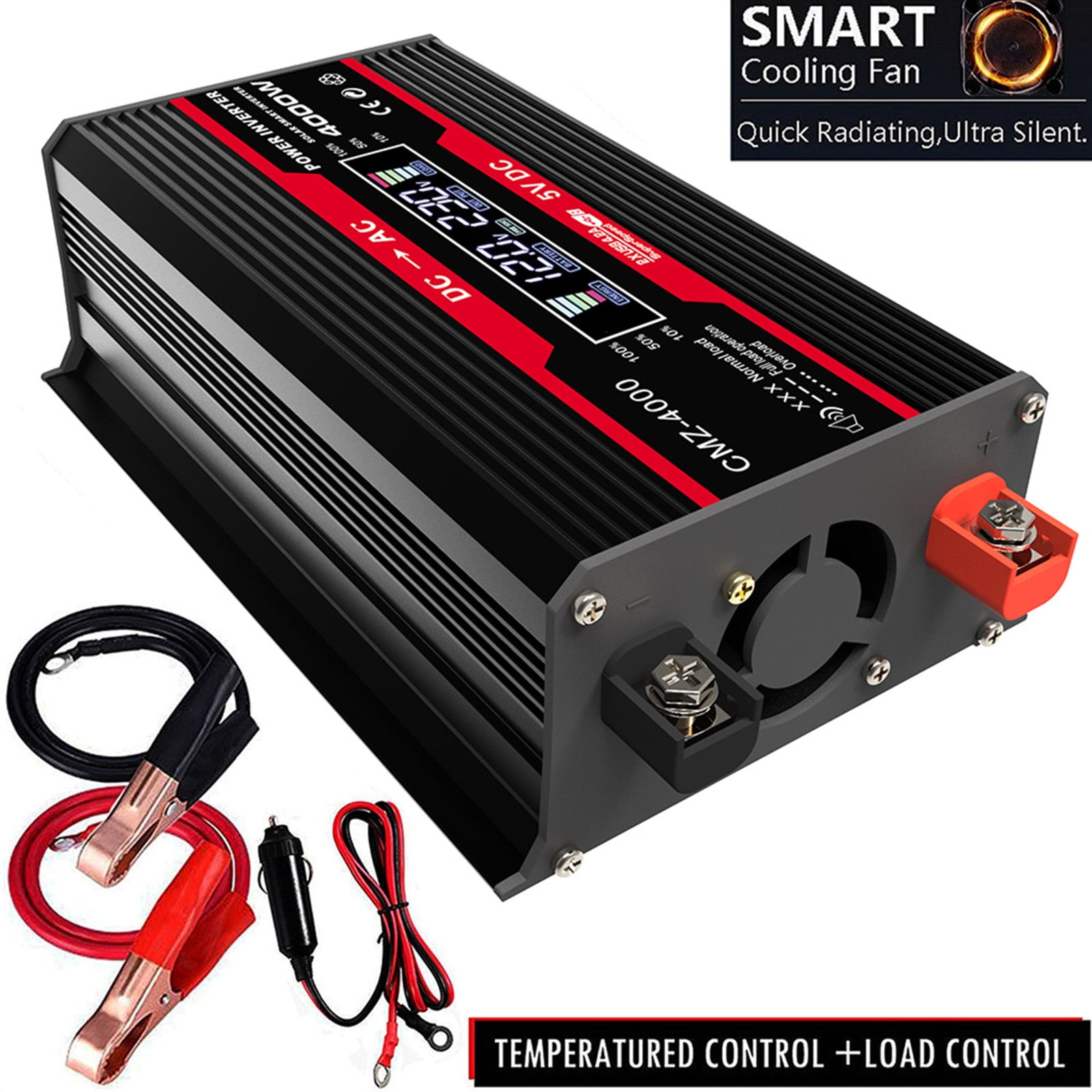 Baokaler 4000W Car Power Inverter DC 12V To AC 110V Pure Sine Wave Solar  Converter LCD Display - Walmart.com