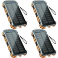 thumbnail image 1 of 4PK Solar Power Bank, Portable Charger, 20000mAh Solar Charger with LED Flashlight, IP65 Waterproof External Backup Battery Pack Perfect for Camping, Outdoor Activities, 1 of 11