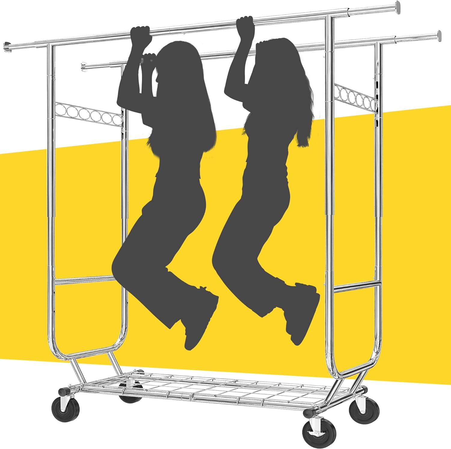 Baokaler 600 lbs Commercial Grade Heavy Duty Garment Rack with Shelves