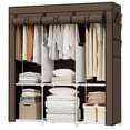 thumbnail image 1 of Baokaler Clothes Storage with 6 Shelves, Clothes Hanging Rack with Cover, 16mm Metal Tube Frame Closet Organizer for Bedroom, Living Room, Garage, Dorm, Coffee, 1 of 11