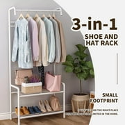 Baokaler Coat Rack, Hall Tree with Shoe Bench for Entryway, Entryway Bench with Coat Rack, 3-in-1 with 4 Hooks, a Hanging Rod, 13x23.6x64.2Inches, White