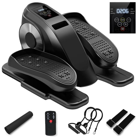 Baokaler Under Desk Elliptical, 12 Adjustable Speeds Mini Elliptical with Remote Control, Ellipse Leg Exercise While Sit for Senior, Manual & Electric Dual Modes for Home Office