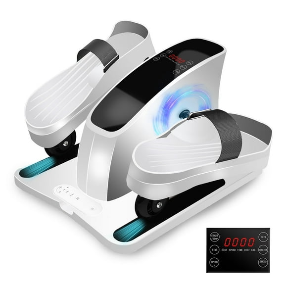 Baokaler Under Desk Elliptical Machine, Leg Exerciser Under Desk for Home and Office, Mini Elliptical Trainer with LCD Display Monitor and Remote Control, Supports Auto & Manual Mode