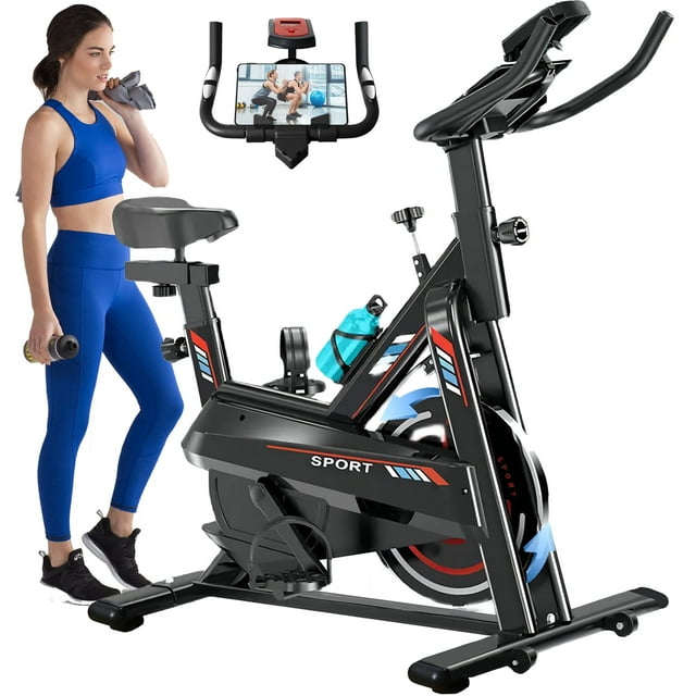 Pooboo Exercise Bike Stationary Bike Indoor Cycling Bike Home Cardio Bike Training With Comfortable Seat Cushion Tablet Holder And Lcd Monitor