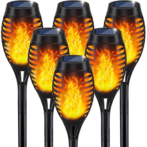 Baokaler Flickering Flame Solar Powered Torch Lights, ABS Resin Orange, 6 Count