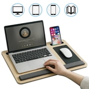 Baokaler Lap desk, Portable Laptop Desk with Pillow, Lapdesk Table with Soft Pillow, Fits up to 15.6 inches, White