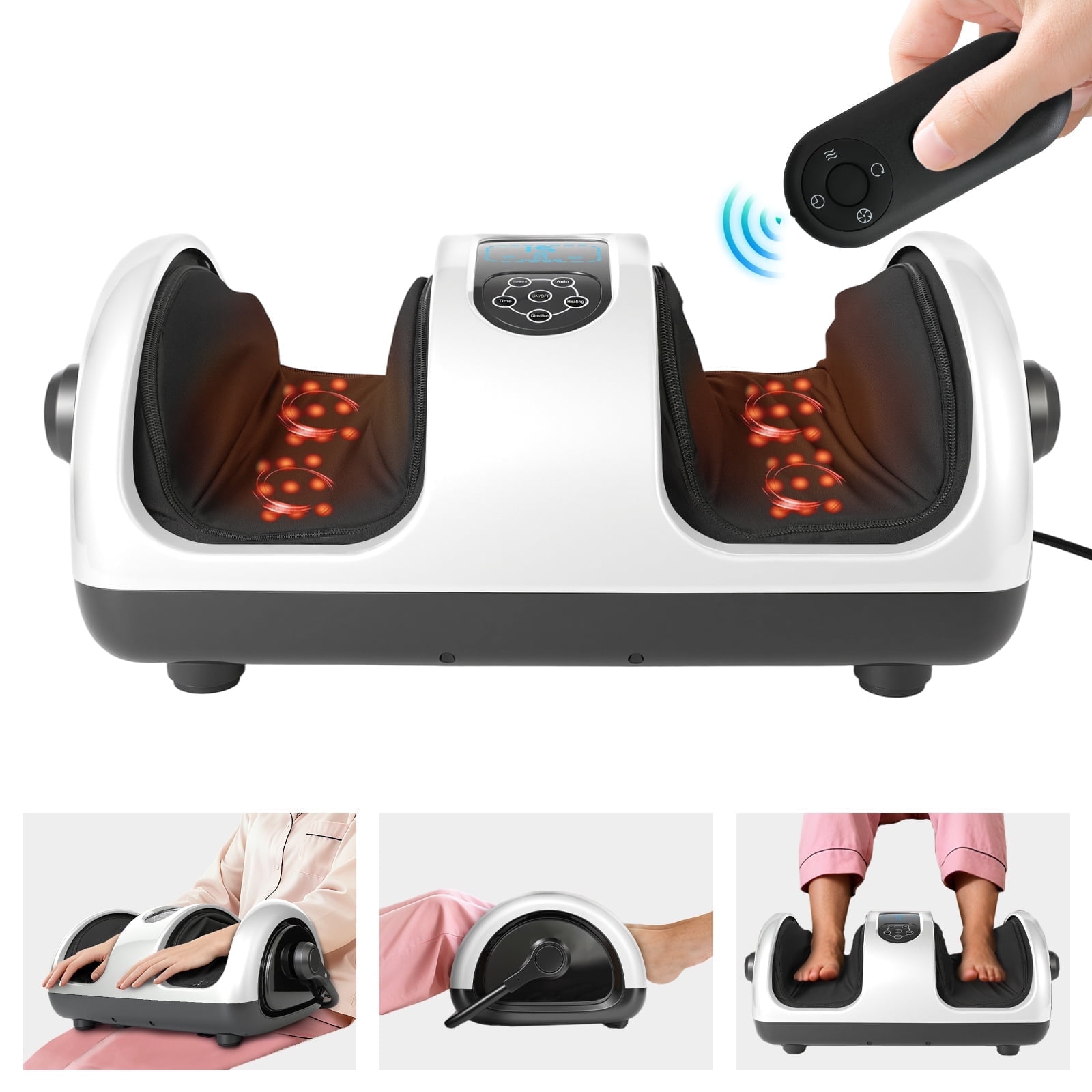 BAOKALER Shiatsu Foot Massager with Heat & Deep Kneading Therapy, Full Calf/Ankle Massager with Soothing Warmth, Ideal for Family and Friends, White