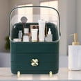 thumbnail image 1 of Baokaler Makeup Organizer Cosmetics Storage with Fully Open Lid, Green, Countertop Cosmetics Display Case, Dresser, Ideal Gift for Women (Dark Green), 10.23*7.08*14.17in(26*18*36cm), 1 of 9