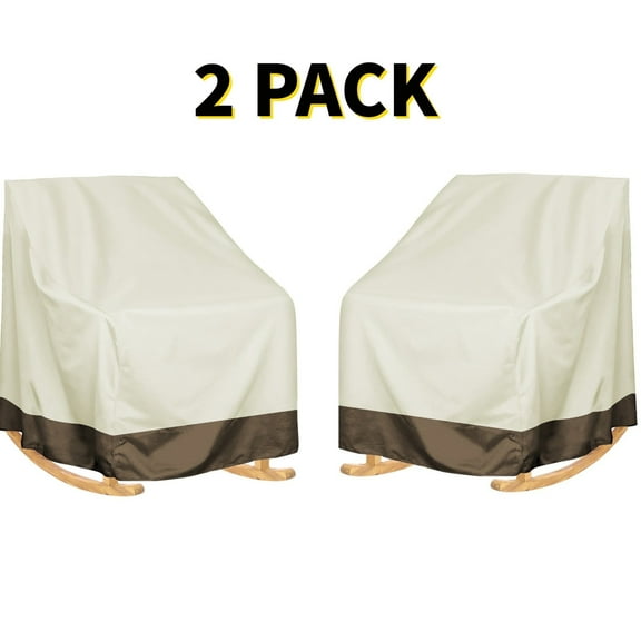 Baokaler Outdoor Furniture Covers, 600D Heavy Duty Waterproof Outdoor Chair Covers 2 Pack for Patio Garden, Beige&Mocha