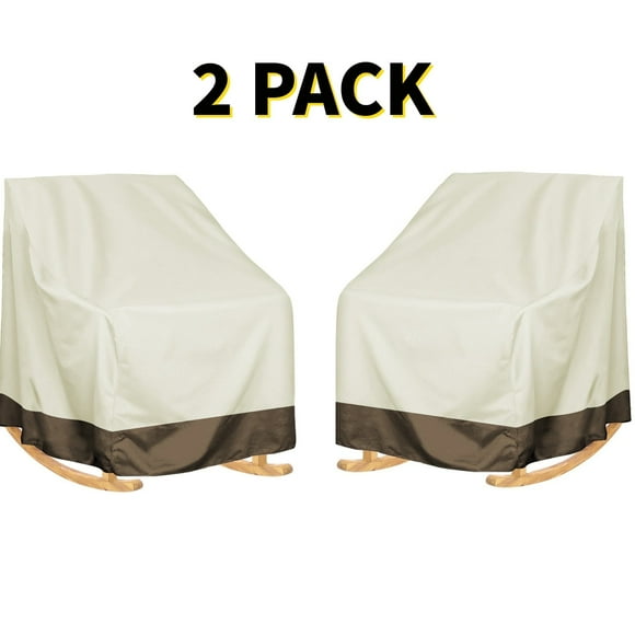 Baokaler Outdoor Furniture Covers, 600D Heavy Duty Waterproof Outdoor Chair Covers 2 Pack for Patio Garden, Beige&Mocha