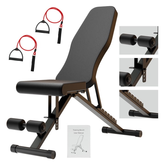 Weight Bench, Foldable Exercise Bench for Full Body Workout, 8-in-1 Adjustable Fitness Bench with Incline Decline Positioning, Home Gym Strength Training