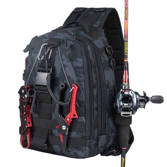 Baole Tactical Fishing Backpack – Camouflage Sling Bag with Rod Holder, Multi-Functional for Luya, Hiking, Travel & Outdoor Adventures