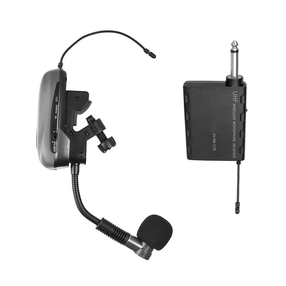 Baomic BM-12/V2 Professional UHF Wireless Instrument Microphone System Receiver & Transmitter 16 Channels for Sax Saxophone French Horn Trumpet Trumbone