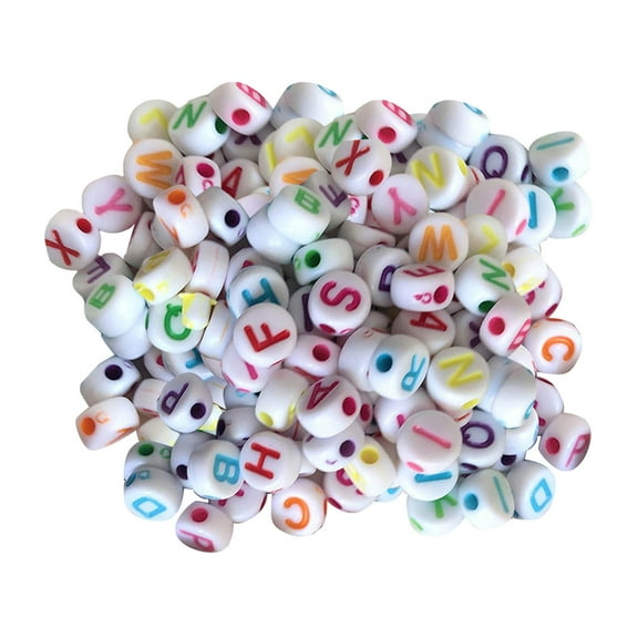 Baorden Colorful Word Bracelet DIY Beads 4X7Mm Acrylic Flat Round English Letter Beads Colorful Scattered Beads