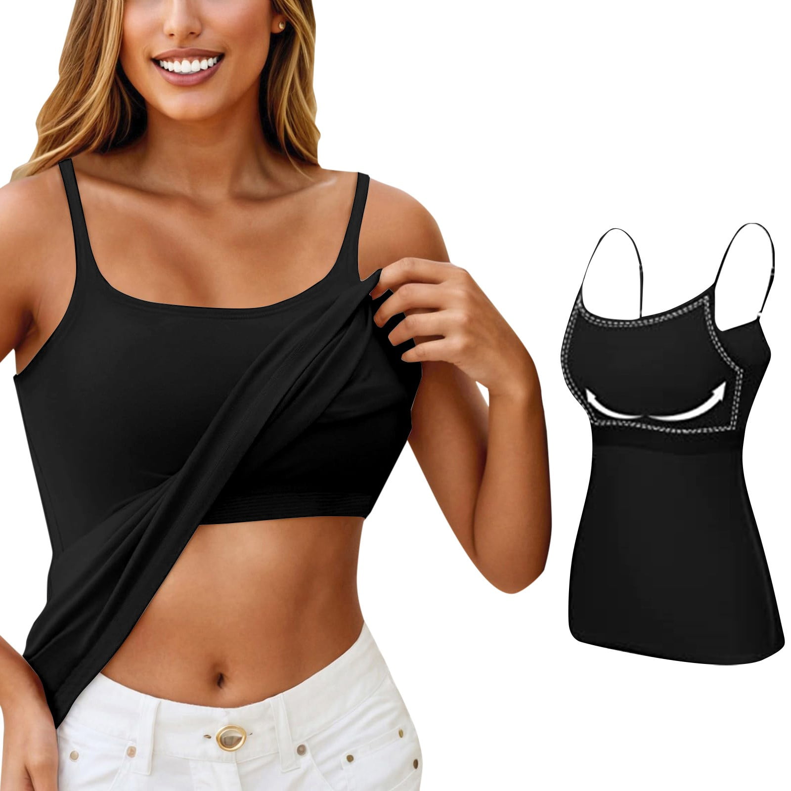 ちょこぴーsquare cup camisole キャミソール Self Expressions Women's Wirefree Camisole with Foam Cups