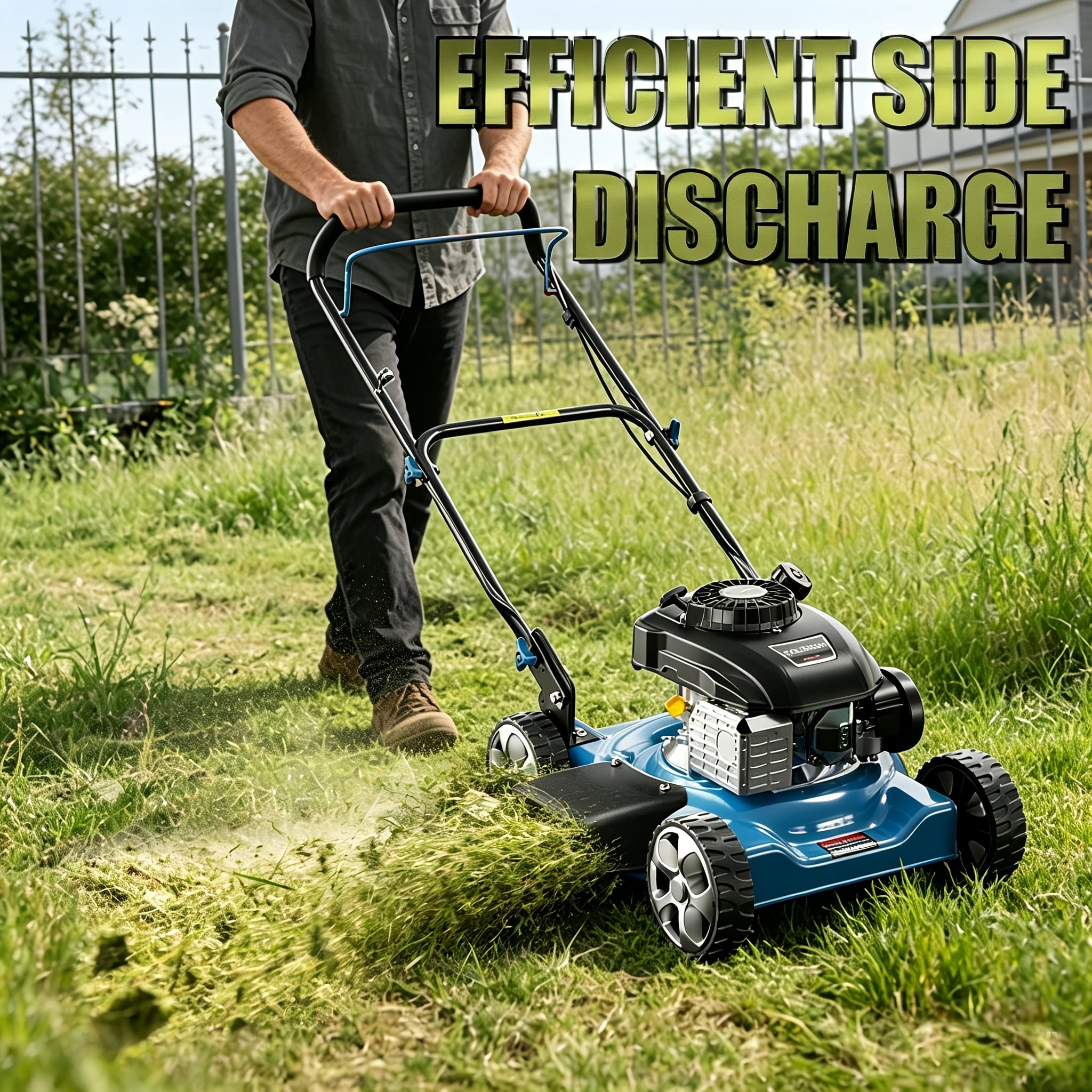 Baotree 20-Inch Hand Push Lawn Mower, 144cc 4-Stroke Gas Engine, Steel Deck, 2-in-1 Side Discharge & Mulching, 3-Position Height Adjustment, Lightweight, Recoil Start